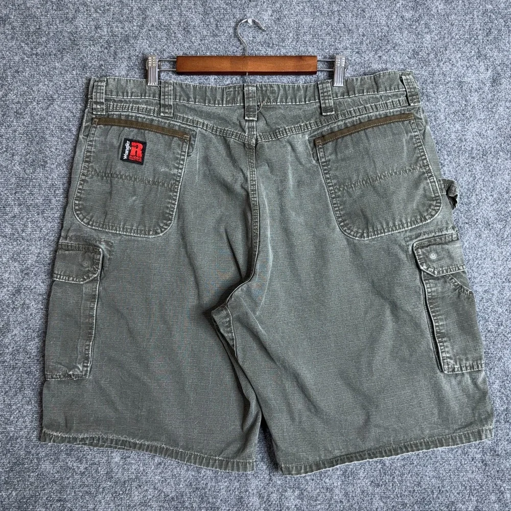 Wrangler Riggs Mens Cargo Shorts 42 Workwear Ranger Green Ripstop Carpenter